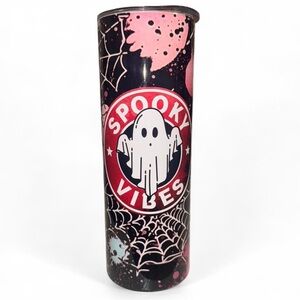 Spooky Vibes Ghost Tumbler - Black and Pink